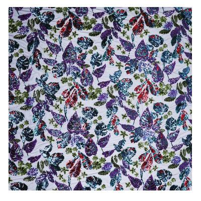 China Multicolor Sequin 3D Leaves Mesh Purple Dress French Lace Fabric Embroidery Viable for sale