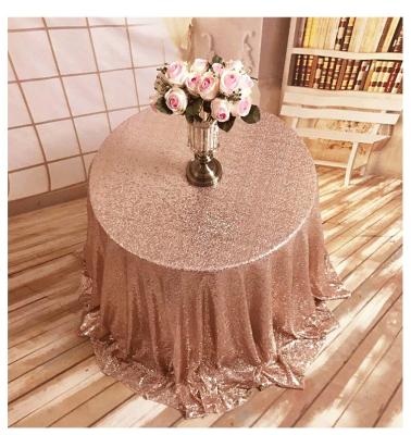 China Tablecloth Bling Bling Glitter Hotel Party Rose Gold Furniture Polyester Sequin Tablecloths For Wedding for sale