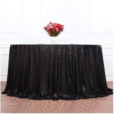 China Bling Bling Sequins 2021 Best Selling Table Decoration Covers Wedding Tablecloth Round Party Black Tablecloths for sale