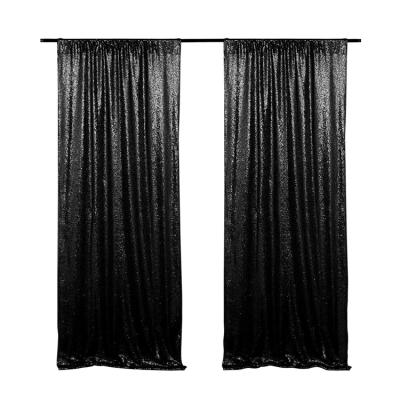 China Popular Black Bling Bling 2020 Sequin Curtain Party Shimmer Sequin Wall Backdrop for sale