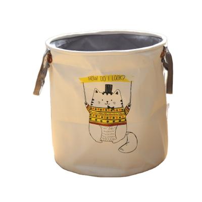 China Laundry Storage Environmental Protection Home Custom Around Handbag Cotton Laundry Basket Foldable Clothes Storage Bucket for sale