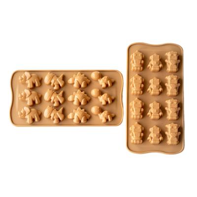 China 2Pcs 12 Holes Cute Non-Stick Dinosaur/Robot Silicone Chocolate Cake Molds Viable Set Baking Decorating DIY Tools Mold for sale