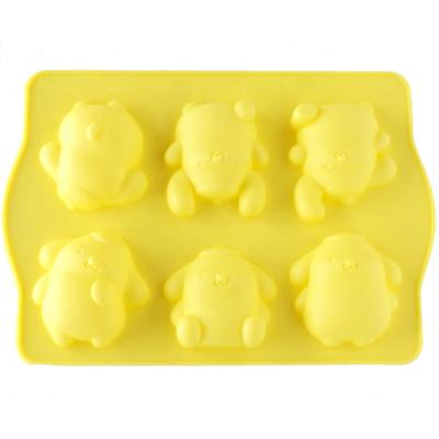 China Sustainable Cotta 6 Cavity Japan Pudding Dog Silicone Chocolate Cake Mold DIY Yellow Ice Tray Soap Mold for sale