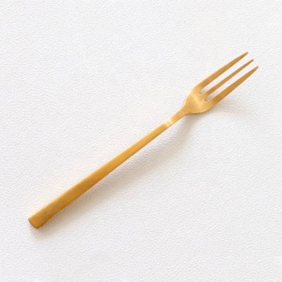 China Japan cotta matte gold ss disposable gold plated dinner dessert fork for restaurant kitchen cafe tea cutlery for sale