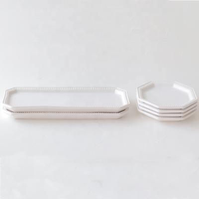 China Disposable Japan Official Product Cotta Retro Octangle Cake Dessert Dish White Ceramic Dish Set In Stock for sale