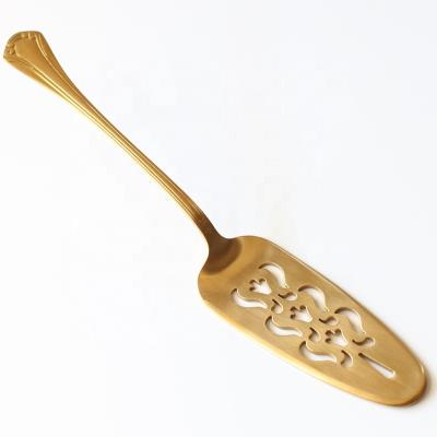 China Gold Cotta Cake Shovel Cake Server Titanium Plated Triangle And Round Long Lasting Stainless Steel Good Handle for sale