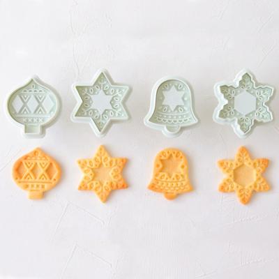 China 2021 New Style 4 Pcs Sustainable Cute ABS Plastic Christmas Cotta Press Spring Cookie Cutters For Baking for sale