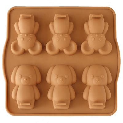 China Cotta 6 Cavity Viable Japan Silicone Chocolate Mold Cartoon Dog And Mouse Animal Mold For Soap Silicone Baking Molds for sale