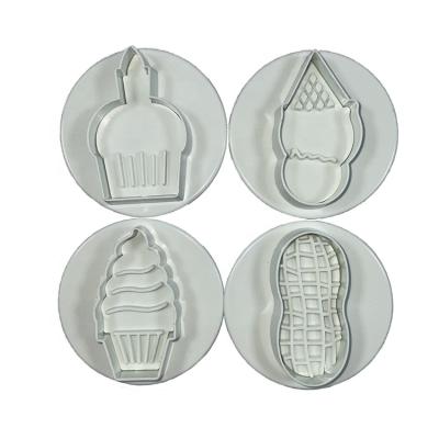 China Viable Christmas Style Cookie Cutters Stamps Peanut Ice Cream Pineapple Shape Cookie Cutter Mold Set of 4 Pcs for sale