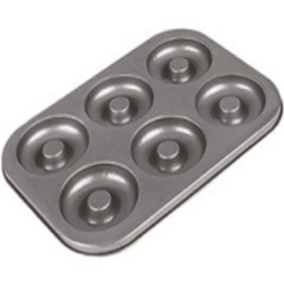 China Durable Heat Resistance 6 Cavity 10*7 Inch Steel Ring Shaped Cake Trays Non-Stick Baking Mold for sale