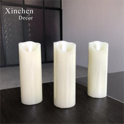 China Hot Selling Flameless Twinkle 5cm*15cm Led Real Wax Pillar Candle Decoration For Wedding Candelabra for sale