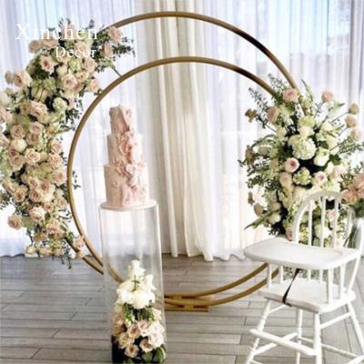 China Shiny Hot Sale Wedding Round Events Decoration Gold Stainless Steel Mesh Backdrop for sale