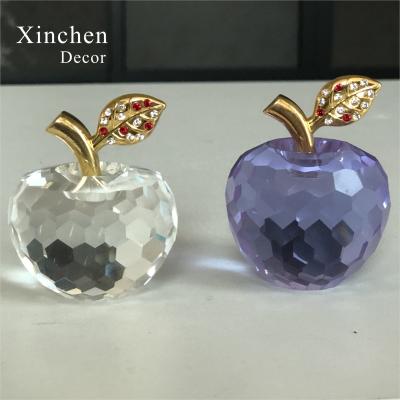 China China best selling shiny faceted crystal apple in 5 cm different colors, wedding gifts for guests for sale