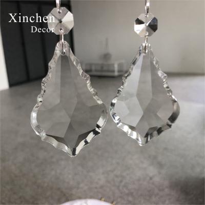 China Wholesale Cheap Wedding Crystal Chandelier Parts Leaf Shape Prisms Pendants From Europe for sale