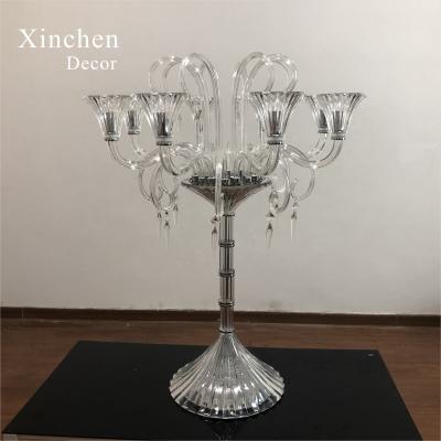 China Best Selling Elegant Wedding Centerpiece 8AM Luxury Crystal Glass Clear Candelabras for sale