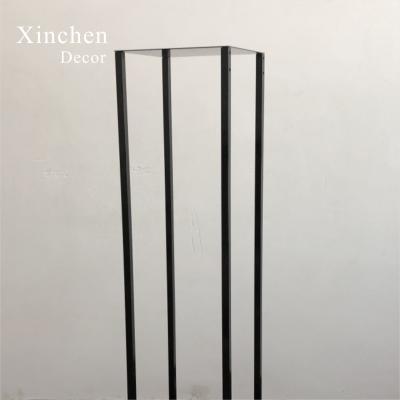 China Luxury Wholesale Black Flower Stand Centerpieces Metal Tall Square Flower Stand For Wedding Home Decoration for sale