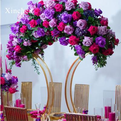 China New hot sale luxury gold arch flower stands for wedding decoration flower arrangements for sale