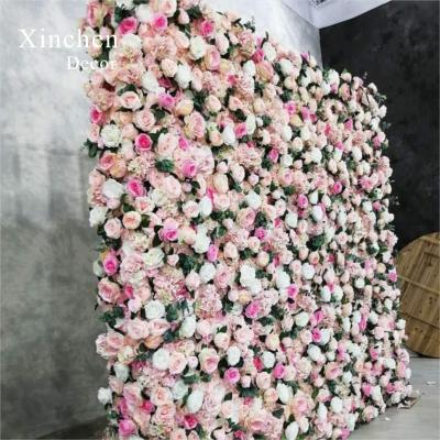 China Abundant Wholesale Artificial Flowers Event Decor White And Pink Wall To Wedding Decor Backdrop for sale