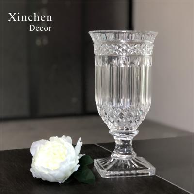 China Wholesale Modern Home Decoration Diamond XC-V222C Glass Vase For Wedding Table Centerpiece for sale