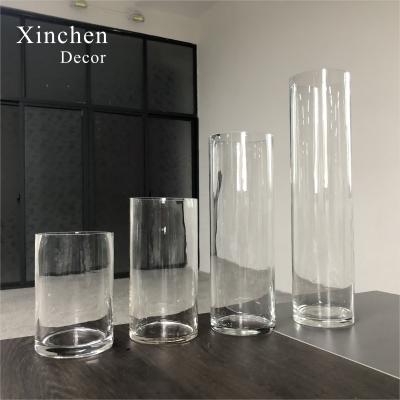 China XC-V225 Modern Wholesale Different Tall Cylinder Clear Glass Vase for sale