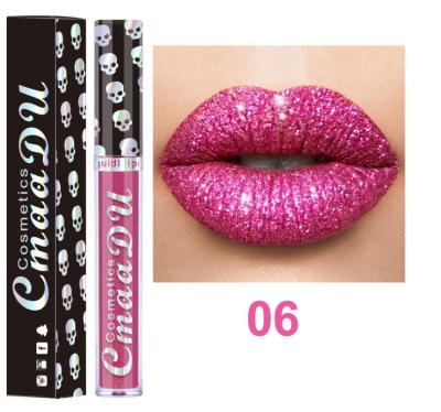 China Cmaadu Hottest Selling Color Lipstick Matte Lip Gloss Long Lasting Gold Waterproof Lip Gloss Waterproof 8 Colors Metal Waterproof for sale