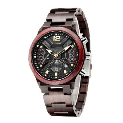 China Automatic date explosion models wooden luminous multi-function quartz wristwatches fashion male quartz watch sports for sale