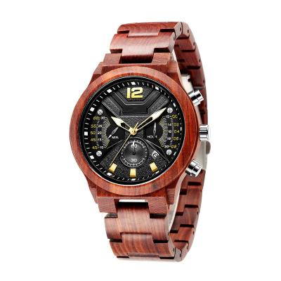 China Automatic Date Fashion Wooden Quartz Watches For Men Chronograph Wooden Watch for sale