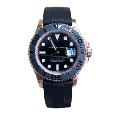 China New Fashion Auto Date Business Watch Black Ceramic Rubber Strap Bezel Mechanical Wrist Watch for sale