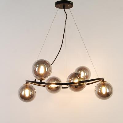 China Modern Unique Luxury Modern Glass Balls Smoky Ceiling Style Gold Hanging Pendant Light for sale