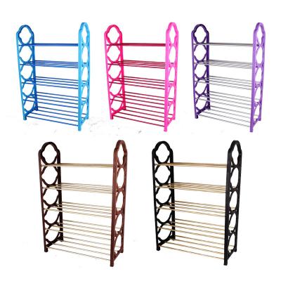 China Factory Wholesale Cheap Single Assembly Convertible Five-Layer Plastic Shoe Rack for sale