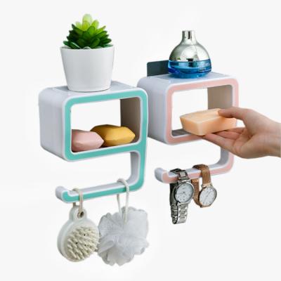 China Bathroom Creative Digital Shape Morden Wall Mounted Unperforated Plastic Kitchen Storage Rack for sale