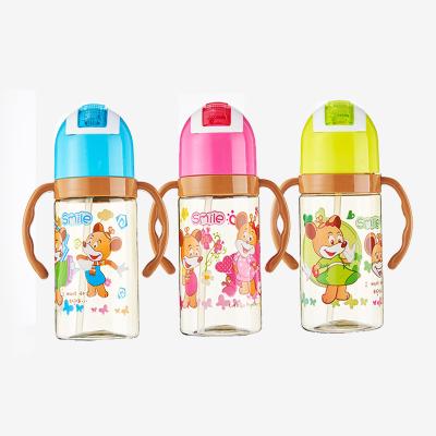 China Stocked Cartoon Kids Portable Drink Cup With Handle Straw for sale