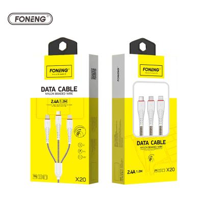 China Mobile Phone Types FONENG Mobile Phone Data Cable Usb Cable 3 In 1 Charger Cable For Phone for sale