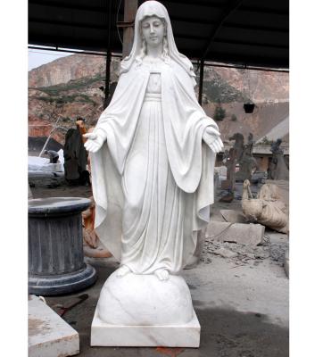 China Customized Traditional Natural Virgin Mary Life Size Religious Sculpture Stone Marble Mother Statue for sale