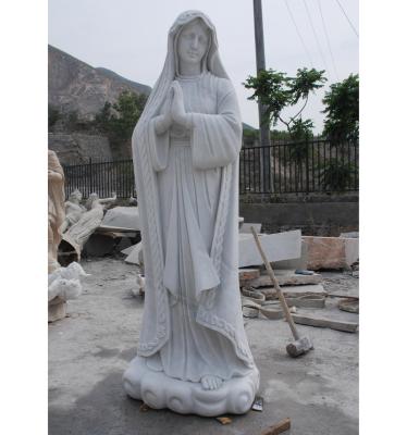 China Traditional Outdoor Decoration White Marble Statue Praying Blessed Virgin Mary Marble Statue for sale