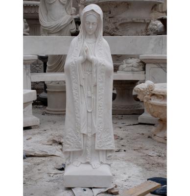 China Traditional Outdoor Garden Carving White Virgin Mary Marble Stone Statue For Sale for sale