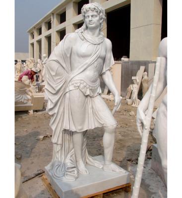 China Traditional Outdoor Decoration Customized Life Size Greek Soldier Marble Statue Sculpture for sale