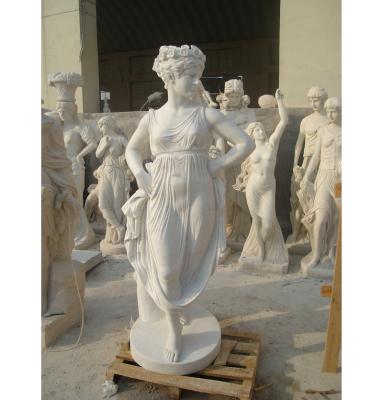 China Traditional Outdoor Life Size Natural Stone White Marble Western Style Hand Carved White Marble Roman Statue for sale