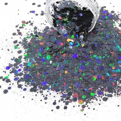 China Colorful Glitter Powder Nail Art Crafts Indoor Decorations for Christmas Holiday Holographic Polyester Chunky Mixes Bulk for sale