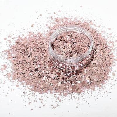 China Glitter Style Rose Gold Chunky Body Cosmetic Glitter for Home Decoration in Hotel Restaurant Banquet for sale