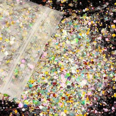 China Solvent Resistant Plastic Craft Glitter Chunky Spring Glitter for Resin Art Nail Body Face Eye Makeup Made in Europe for sale