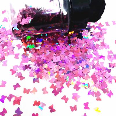 China Rainbow Glitter Clutches Shaped Rainbow Polyester Sequin Material Shaped Flying Butterfly for Nail Art Body Face Craft for sale