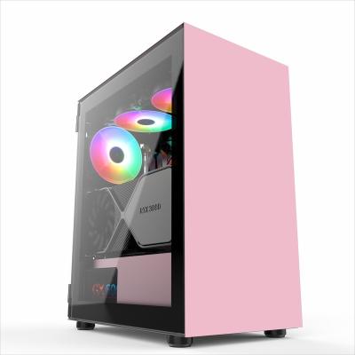 China With Fan Pink Computer CASE USB3.0 ATX Gaming Case for sale