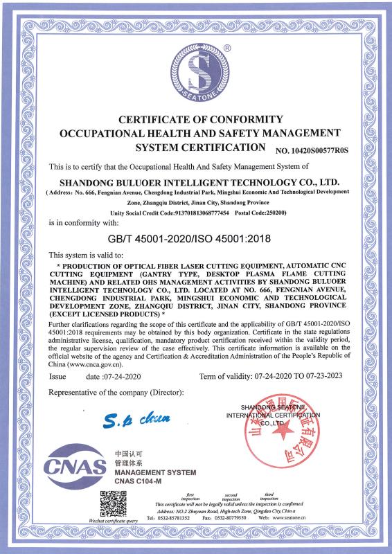 ISO14001 - Shandong Buluoer Intelligent Technology Co., Ltd.