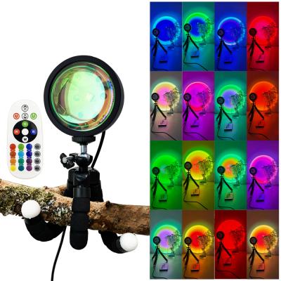 China BOKUN Modern Sunset Projector Lamp Sponge Tripod Sunset Lamps RGB Lamp Spotlight For Bedroom Decoration for sale