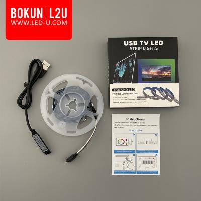 China BOKUN Bedroom APP Control 5V USB TV Strip Lights 24key RGB SMD5050 LED 3m 5m Flexible Strip 30LED/M IP20 IP65 Waterproof 1m 2m for sale