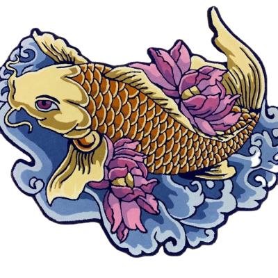 China Stain Resistant Carp Design 2022 17mm Thick Die Cut Rug Hand Embellished Art Deco Rug for sale