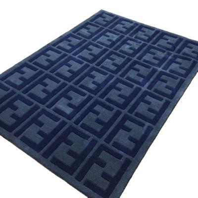 China Stain Resistant 17mm Thick Hand Tufted Rug 140x200cm Bluish Gray Area Rug For Living Room for sale