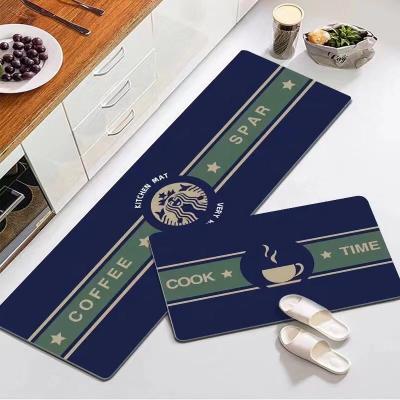 China New Style Washable Diatom Soak Floor Mat Soft Rubber Non-Slip Kitchen Mat for sale