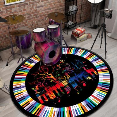 China Washable 3D Printed Round Carpet Piano Floor Piano Instrument Drum Cover Percussion Instrument Jazz Ensemble Drum Electronic Piano Mat for sale